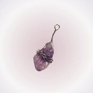 Small Artisan Handmade Raw Amethyst Drop Pendant | Sz OS